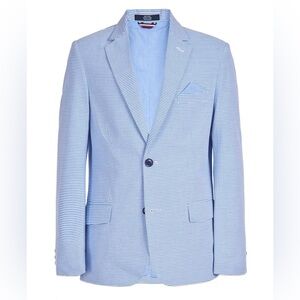 Tommy Hilfiger Big Boys Blue White Striped Seersucker Blazer SZ 10 Classic NWT